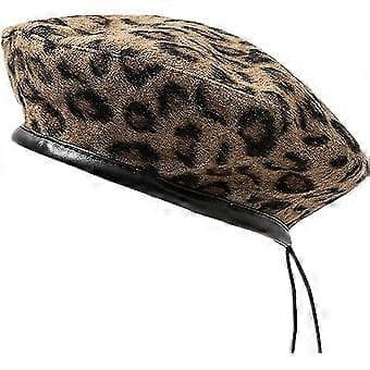 Basker Franska Konstnär Leopard Basker Dam Höst Vinter Hatt Justerbar