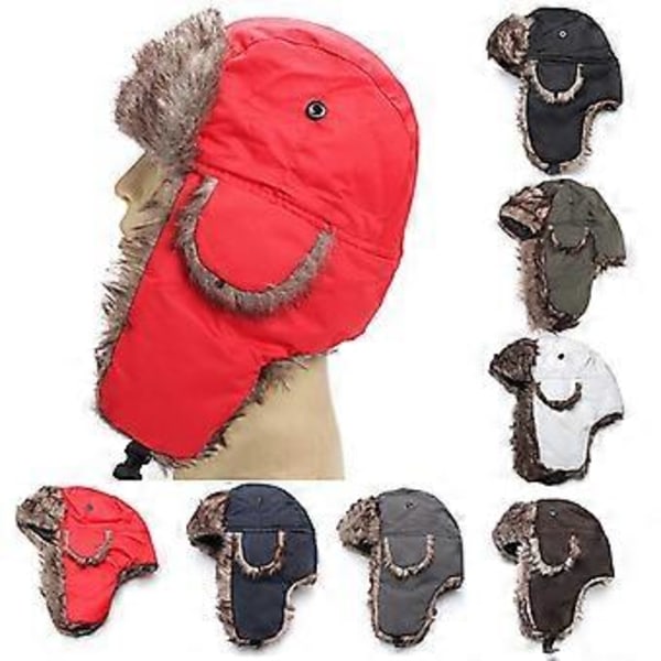 Trooper Hatt Unisex Justerbar Fuskpäls Vindtät Utomhushatt för Vinter Qinhai (Armégrön)