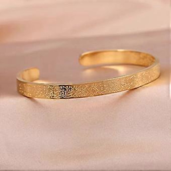 Utsökt Islamisk Ayatul Kursi Manschettarmband för Män Kvinnor Rostfritt Stål Design Amulett Armring Smycken (Silver)