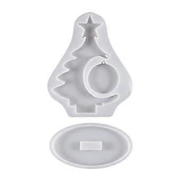 Krystal Epoxy Resin Juletræ Billedramme Sæt Silikoneform med Støttebase til Resin Håndværk Fremstillingsmaterialer( )