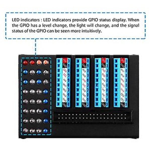 Kabinett for Raspberry Pi 4B GPIO Lysmodul Breakout Utvidelseskort