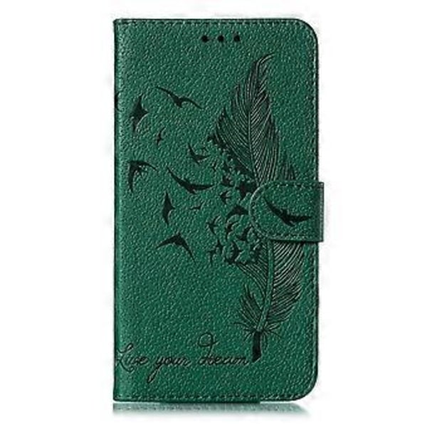 Litchi Design Imprint Feather Læder Telefon Case med Wallet Stativ til Nokia 7.2