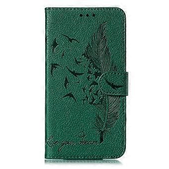 Litchi Design Imprint Feather Läderfodral med Plånboksstativ för Nokia 7.2