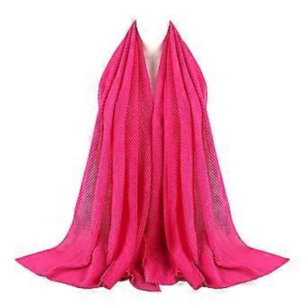 Chiffon-sjal för kvinnor och flickor - Muslimsk sjal för födelsedag, bröllop, Eid al-Fitr, Shahadah, Ramadan-bön (6 rosröd)