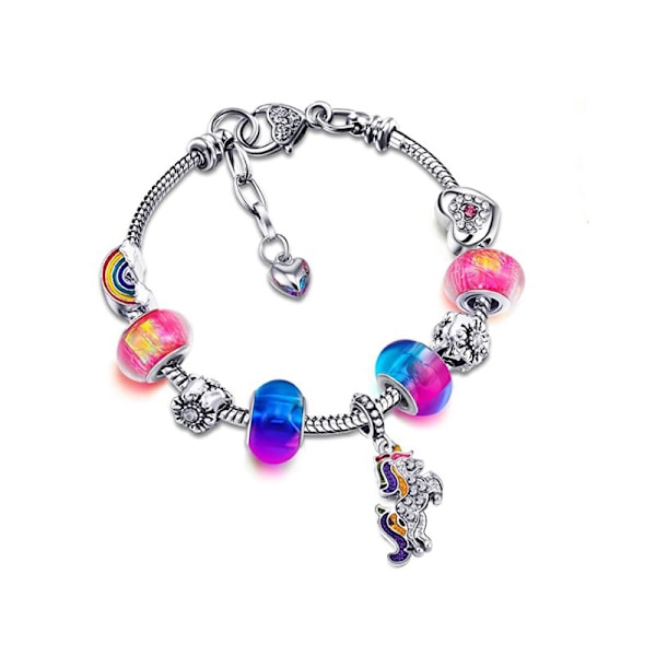 Enhörning Glittrande Kristall Charm Armband Bangel för Flickor Damer, 14