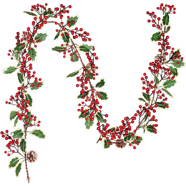 1 stk. Julebær Holly Garland, 190cm Juleguirlander