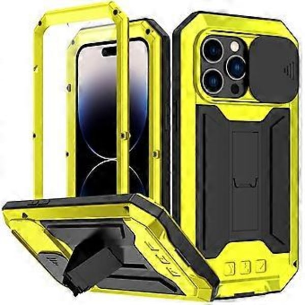 Metall + Silikon Skyddande Skal för iPhone 14 Pro Max (Gul)