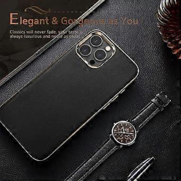 Designet kompatibel med iPhone 13 Pro Max Læderetui, Premium Business Slim Classic Cover Blød Greb - Sort