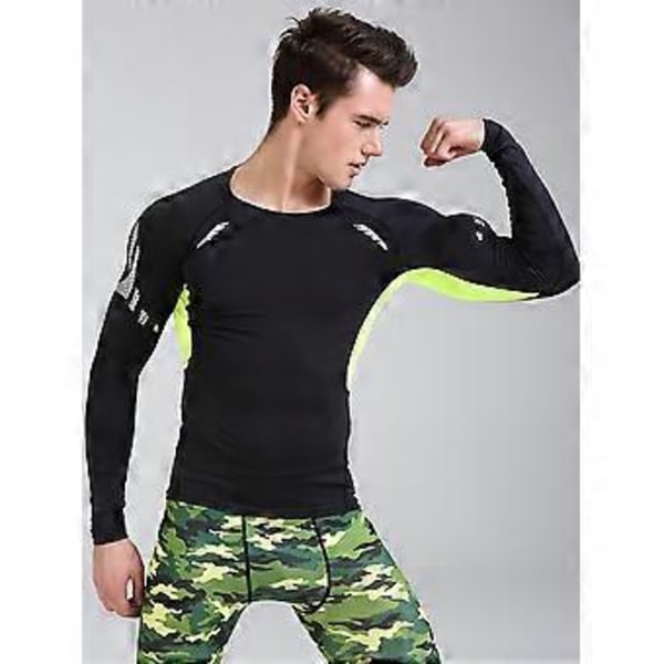Sports- og fitnesstights herre langærmet hurtigtørrende toppe løb basketball træning sweatshirts plus fløjl T-shirts(S )