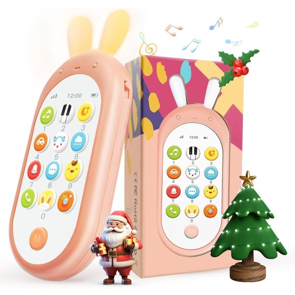 (Pink) Børnemobiltelefonlegetøj, tosproget babysmartphone, pædagogisk musiklegetøj Velegnet til