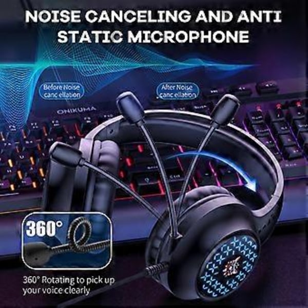 Gaming Headset Stereo Hodetelefoner Premium Omnistretningsmikrofon PC Gaming (X7 pro)