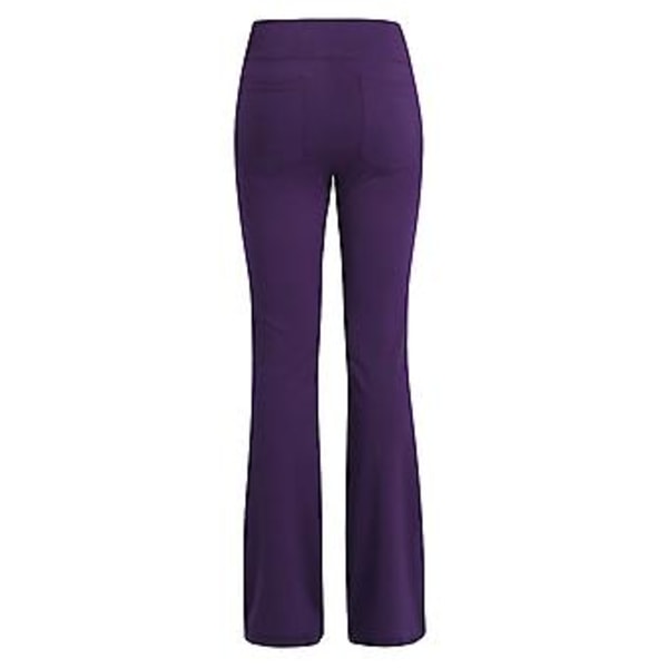 Damernas Högmidjade Flared Byxor Bell Bottom Yogabyxor Med Fickor Plus Size (S Lila)