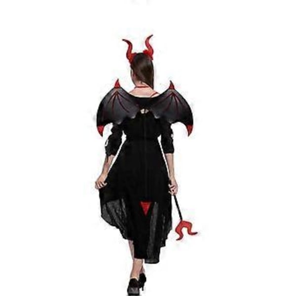 1 Sæt Halloween Djævlekostume Sæt Djævlevinge Djævlestav Djævlehorn Hårbøjle Kostumetilbehør (C)