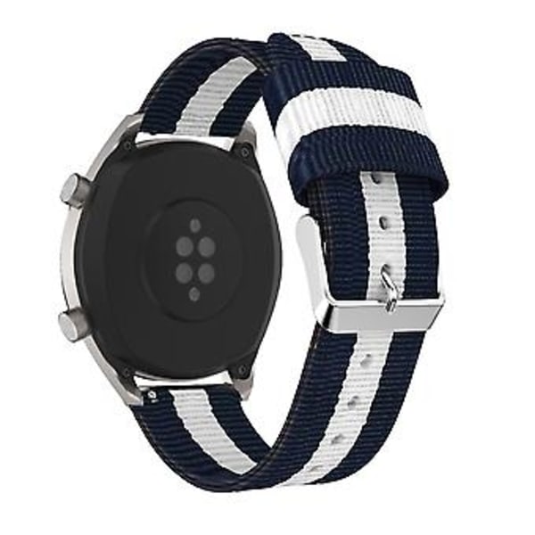 22mm Huawei Watch GT2e GT2 46mm nyloninen yksittäinen renkaallinen ranneke (Navy White)