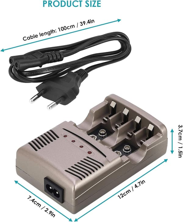 Smart Batterilader, 4 Bay Universell Batterilader, Universell Batterilader LED Smart Batteri