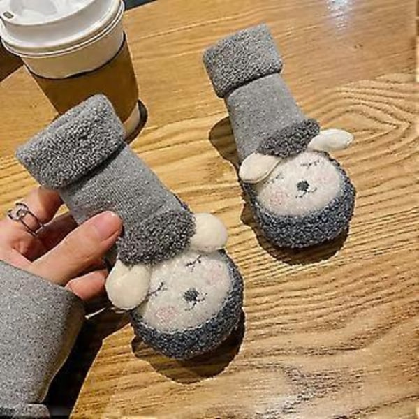 Strumpor Småbarn Ballerinaskor Nyfödd Spädbarn Baby Pojke Flickor Småbarn Plysch 1 Par Mjuka Halkfria Inomhus Djur Toffelskor Nya (M gul)