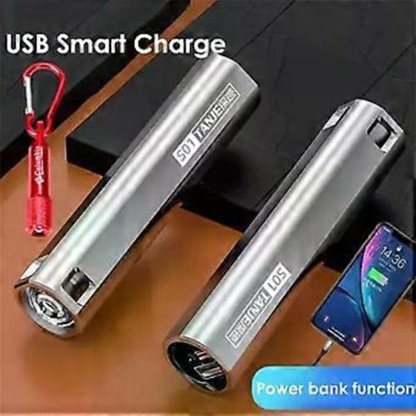 Superstark LED-ficklampa Portabel USB Uppladdningsbar Nödljus Vattentät Mini Ridning Camping Portabel Ficklampa (A4 Grön)