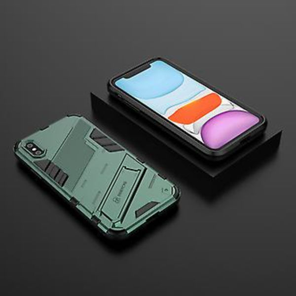 PC + TPU iskunkestävä kotelo iPhone X / XS:lle (Vihreä)