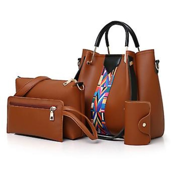 4-in-1 Moniväriinen Messenger-Olkalaukku (Ruskea)