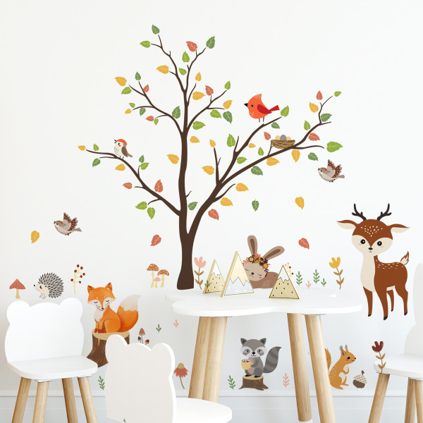 Stickers Muraux Animaux Forêt Arbre Animaux Autocollants Muraux