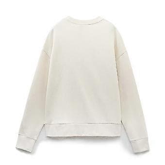 Afslappet sweatshirt med print til kvinder (L Hvid)