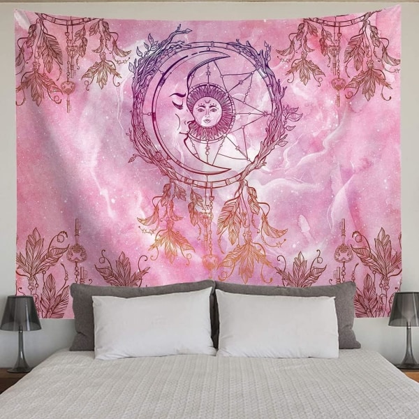 (150x200cm,59\"X79\") Sol og Måne Vægtapet Pink Astrologi Aes