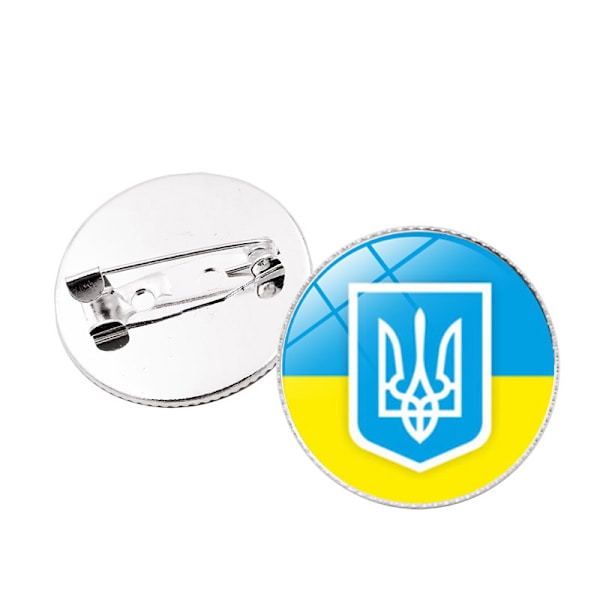 Ukraina Flaggmärke (Fred), Diameter 25mm (Stil 7)