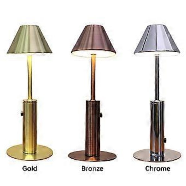 Genopladelig Trådløs Bordlampe Kreative Hjemmeforsyninger Holdbar Touch Kontrol Sensor Natlampe (Krom)