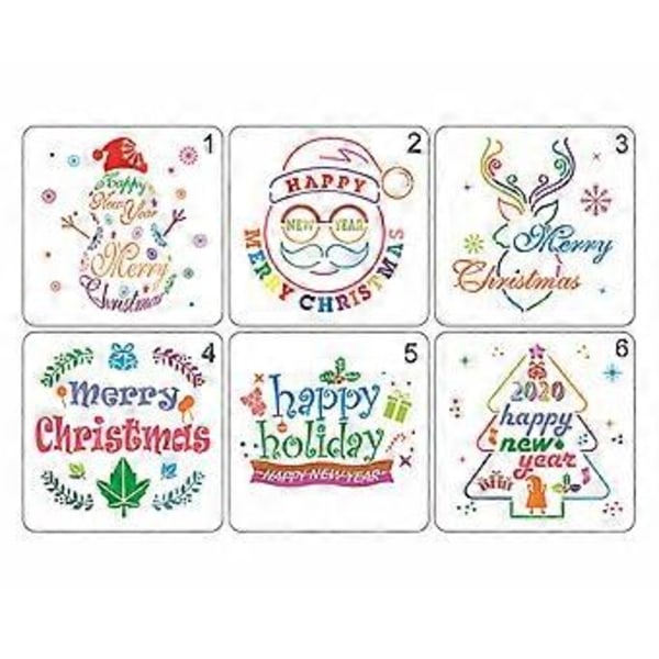 6 stk/sett Juletrær Snømann Tegnemal Stencil Maling Preget Scrapbooking DIY Album Dekorativ Kunst Håndverk
