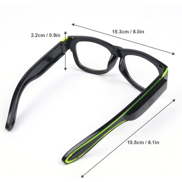 (1 pcs,Green) Wireless Light Up Glasses, LED Glasses EL Neon Light Luminous