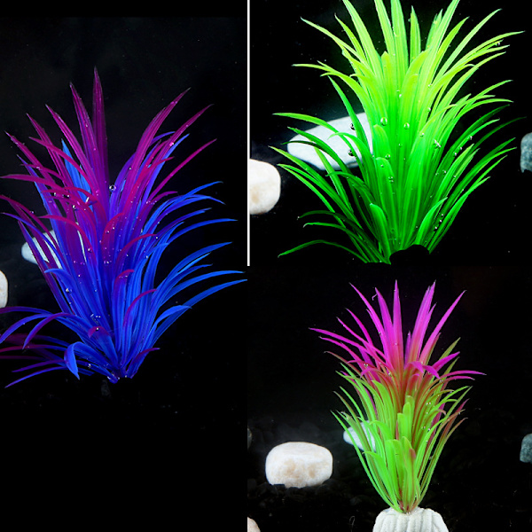 (B)Konstgjord Akvarieväxt (11x2x3cm) - Akvariedekoration - Plastväxt på Bas