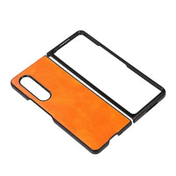 Tvåfärgat fodral med lychee-struktur för Samsung Galaxy Z Fold4 (Orange)