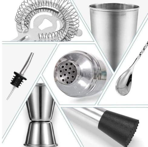 3-delt Boston Shaker Sæt, 750 ml Rustfrit Stål Shaker Værktøjssæt (Sølv) Silver