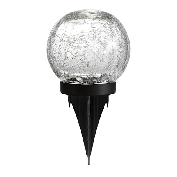 10cm solcellehavebelysning i revnet glas - hvid