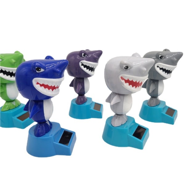 Blå 2 st Solcells Dans Leksaker Bobble Head Leksak Haj Dockan