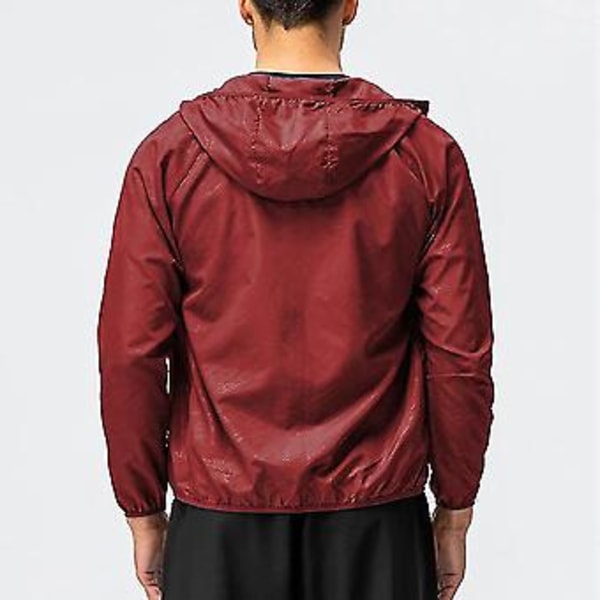 Mænd Letvægts Casual Jakke Combat Udendørs Vandreture Hættetrøje Frakke Overtøj Tops-r (2XL Rød)