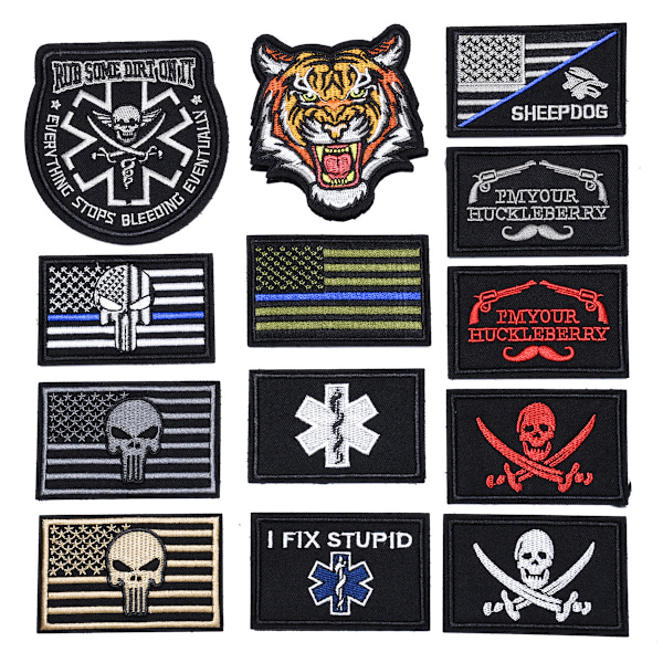 20 stk. tilfældige taktiske patches, fuld broderet loop