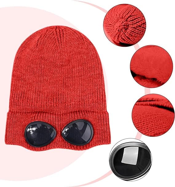 Uldhat til mænd, vinterhat til kvinder, unisex, varm hat med briller, efterår, sport, termisk, blød,