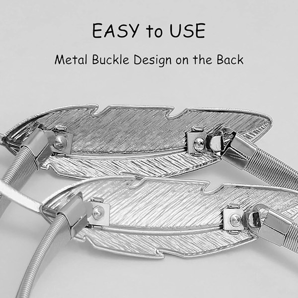 2 stk. Sølv fjer gardin slips Metal TieBacks elastisk Adj