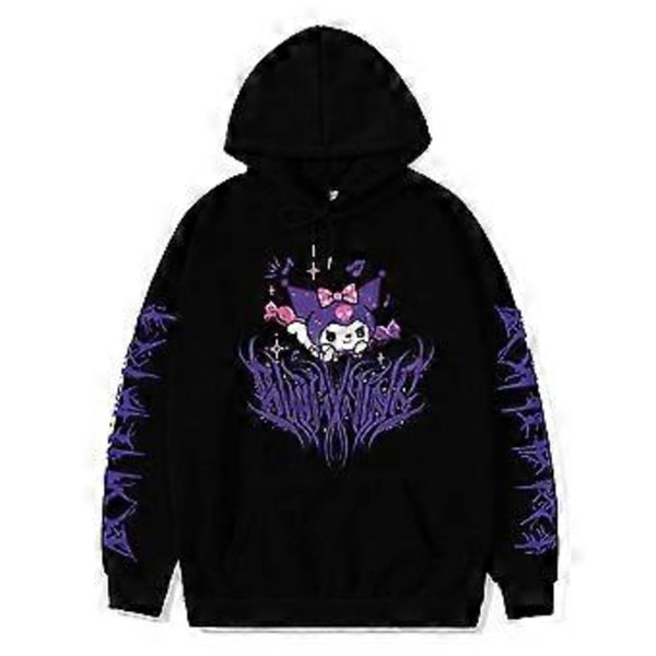 Søt Kuromi Tegneserie Print Genser Anime Kawaii Hettegensere Pullover Topper Cosplay Kostyme For Kvinner -NMAOV(S Svart)