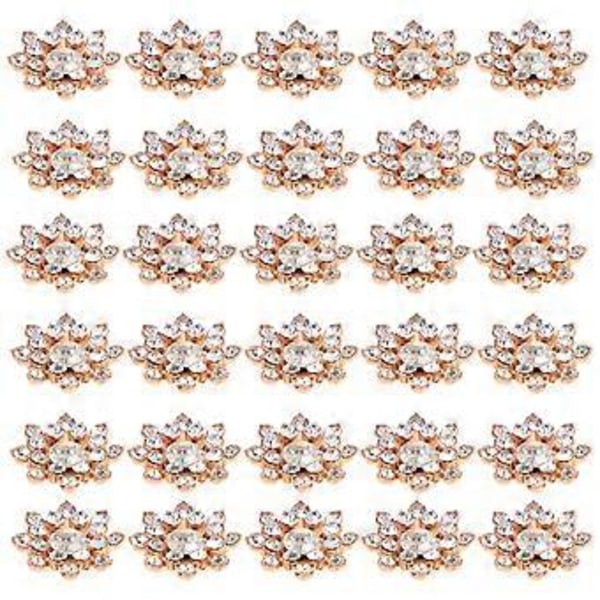 30 stk. Delikate snefnug rhinestone knapper DIY syknapper tøj rhinestone knap dekorationer (Gylden 1)