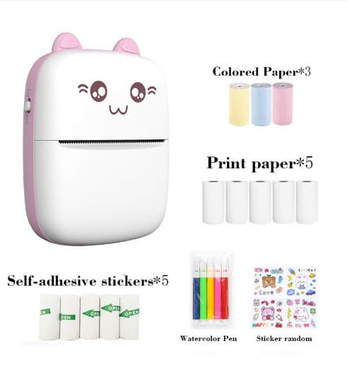 Bærbar fotoprinter, mini termisk printer, trådløs Bluetooth-printer, klistermærkemaskine til klistermærker