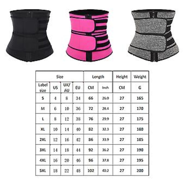 100% Ny, midjetränare Högkvalitativt svettbälte Slim Body Shaper Bastu Gym Shapewear (Rosröd)