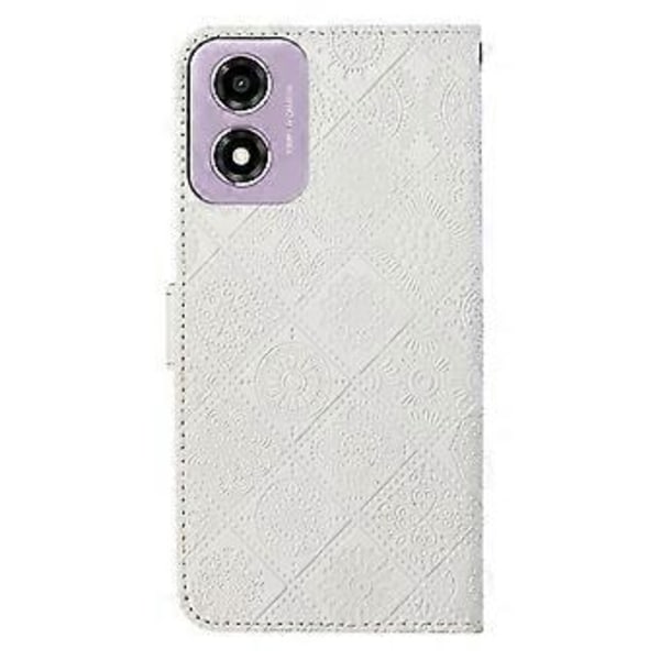 Etnisk stil PU-etui for Motorola Moto E14 (Hvit)