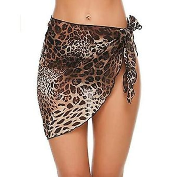 Strand Sarong Kimono Badkläder Omslag För Kvinnor Andningsbar Snabbtorkande Sarong Kjol (208*50cm Leopardmönster)