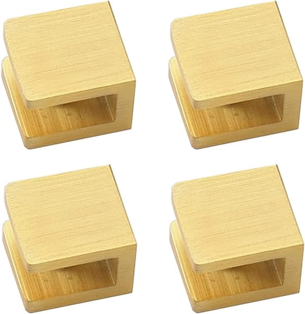 Set med 4 Borrfria Glasklämmor (för 8-10mm Glas, Guld)