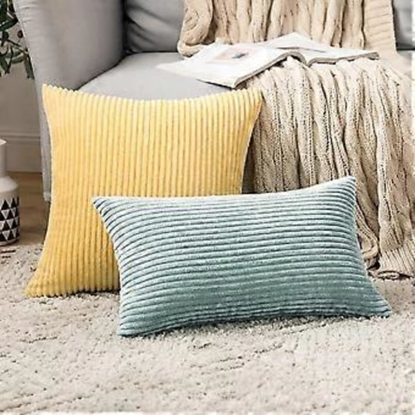 Pakke med 2 Corduroy Putetrekk 12 x 20 Tommer Lumbar Putetrekk Mint Putevar for Sofa Soverom Sette