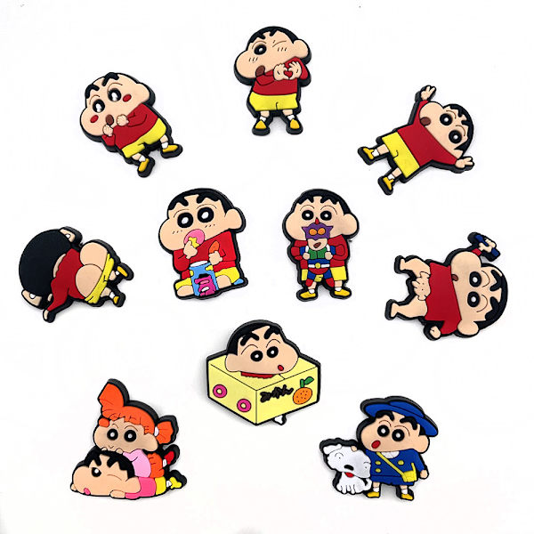 10 stk. Crayon Shinchan sjove hul sko blomst spænde blød gummi Pe