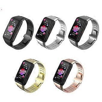 Smartklokkearmbånd i rustfritt stål for Huawei Honor Band 6 Smartklokke Dobbel Snap-spenne Solid rustfritt stål armbånd (2 grå)