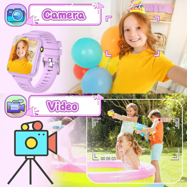 (lilla) smartklokke for barn i alderen 4–12, med 24 spill, musikkkamera